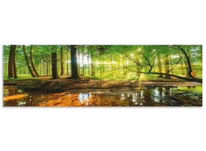 4062144478226 - Küchenrückwand ARTLAND Wald mit Bach Spritzschutzwände Gr B H 180 cm x 55 cm grün Küchendekoration Alu Spritzschutz mit Klebeband einfache Montage