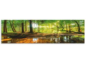 4062144478233 - Küchenrückwand ARTLAND Wald mit Bach Spritzschutzwände Gr B H 180 cm x 50 cm grün Küchendekoration Alu Spritzschutz mit Klebeband einfache Montage