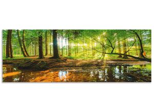 4062144478240 - Küchenrückwand ARTLAND Wald mit Bach Spritzschutzwände Gr B H 170 cm x 60 cm grün Küchendekoration Alu Spritzschutz mit Klebeband einfache Montage