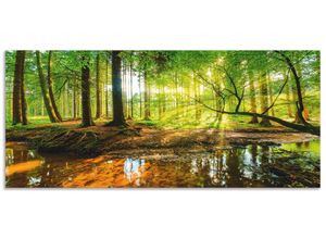 4062144478318 - Küchenrückwand ARTLAND Wald mit Bach Spritzschutzwände Gr B H 150 cm x 65 cm grün Küchendekoration Alu Spritzschutz mit Klebeband einfache Montage