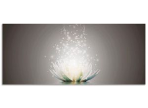 4062144478653 - Küchenrückwand ARTLAND Magie der Lotus-Blume Spritzschutzwände Gr B H 130 cm x 55 cm grau Küchendekoration Alu Spritzschutz mit Klebeband einfache Montage