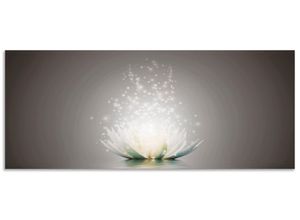 4062144478790 - Küchenrückwand ARTLAND Magie der Lotus-Blume Spritzschutzwände Gr B H 160 cm x 65 cm grau Küchendekoration Alu Spritzschutz mit Klebeband einfache Montage