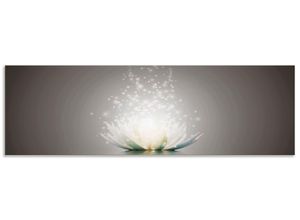 4062144480168 - Küchenrückwand ARTLAND Magie der Lotus-Blume Spritzschutzwände Gr B H 180 cm x 55 cm grau Küchendekoration Alu Spritzschutz mit Klebeband einfache Montage