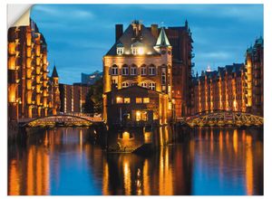 4062144489604 - Wandbild ARTLAND Teil der alten Speicherstadt in Hamburg Bilder Gr B H 60 cm x 45 cm Wandaufkleber - Vinyl Deutschland Querformat 1 St blau Bild Poster Bilder als Alubild Leinwandbild Wandaufkleber oder in versch Größen
