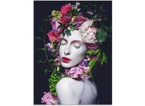 4062144602317 - Wandbild ARTLAND Schöne Blumenkönigin Bilder Gr B H 60 cm x 80 cm Alu-Dibond-Druck Bilder von Frauen Hochformat 1 St bunt Kunstdrucke als Alubild Leinwandbild Wandaufkleber oder Poster in versch Größen