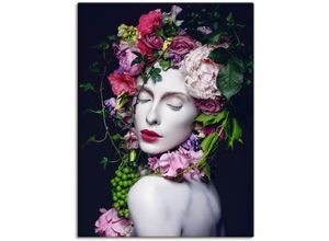 4062144602331 - Wandbild ARTLAND Schöne Blumenkönigin Bilder Gr B H 90 cm x 120 cm Leinwandbild Bilder von Frauen Hochformat 1 St bunt Kunstdrucke als Alubild Leinwandbild Wandaufkleber oder Poster in versch Größen