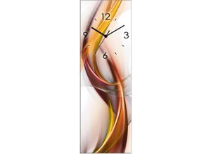 4062144604991 - Wanduhr ARTLAND Glasuhr Abstrakes Design Orange Wanduhren Gr B H T 20 cm x 60 cm x 18 cm Funkuhr orange Wanduhren wahlweise mit Quarz- oder Funhuhrwerk lautlos ohne Tickgeräusche