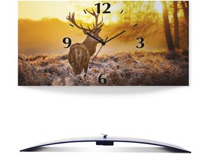 4062144605158 - Wanduhr ARTLAND Rotwild Wanduhren Gr B H T 60 cm x 30 cm x 03 cm Quarzuhr orange Wanduhren 3D Optik gebogen mit Quarz- oder Funkuhrwerk versch Größen