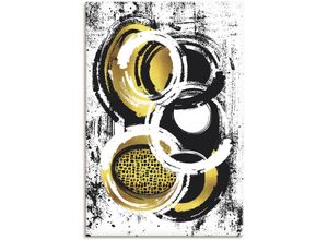 4062144614662 - Wandbild ARTLAND Abstrakte Malerei Nr 2 gold Bilder Gr B H 80 cm x 120 cm Leinwandbild Muster Hochformat 1 St goldfarben Kunstdrucke als Alubild Leinwandbild Wandaufkleber oder Poster in versch Größen