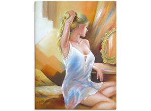 4062144624937 - Wandbild ARTLAND Sexy Frau am Spiegel Bilder Gr B H 60 cm x 80 cm Leinwandbild Erotische Bilder Hochformat 1 St orange Kunstdrucke als Alubild Leinwandbild Wandaufkleber oder Poster in versch Größen