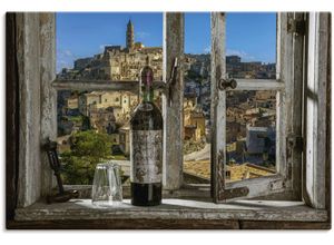 4062144633403 - Wandbild ARTLAND Blick aus dem Fenster Matera Italien Bilder Gr B H 60 cm x 40 cm Leinwandbild Fenster & Türen Querformat 1 St grau Kunstdrucke als Alubild Leinwandbild Wandaufkleber oder Poster in versch Größen