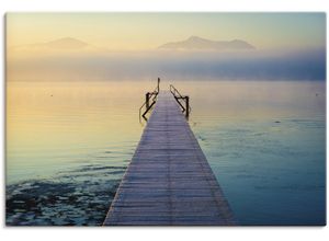 4062144639412 - Wandbild ARTLAND Sonnenaufgang am Chiemsee Bilder Gr B H 90 cm x 60 cm Leinwandbild Seebilder Querformat 1 St blau Kunstdrucke als Alubild Leinwandbild Wandaufkleber oder Poster in versch Größen