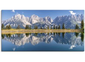 4062144640012 - Wandbild ARTLAND Kaisergebirge Tirol Bilder Gr B H 150 cm x 75 cm Leinwandbild Berge & Alpenbilder Querformat 1 St blau Kunstdrucke als Alubild Leinwandbild Wandaufkleber oder Poster in versch Größen