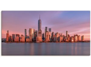 4062144640227 - Wandbild ARTLAND New York City Bilder Gr B H 100 cm x 50 cm Leinwandbild New York Querformat 1 St pink Kunstdrucke als Alubild Leinwandbild Wandaufkleber oder Poster in versch Größen