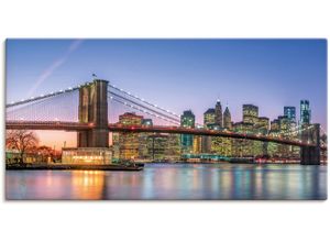 4062144640418 - Wandbild ARTLAND Skyline New York City Bilder Gr B H 150 cm x 75 cm Leinwandbild New York Querformat 1 St blau Kunstdrucke als Alubild Leinwandbild Wandaufkleber oder Poster in versch Größen