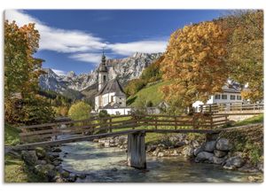 4062144640845 - Wandbild ARTLAND Herbst im Berchtesgadener Land Bilder Gr B H 90 cm x 60 cm Leinwandbild Berge & Alpenbilder Querformat 1 St gelb Kunstdrucke als Alubild Leinwandbild Wandaufkleber oder Poster in versch Größen