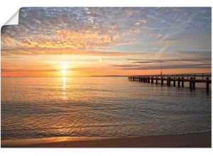 4062144643570 - Wandbild ARTLAND Früh morgens an der Ostsee Bilder Gr B H 60 cm x 40 cm Poster Bilder vom Sonnenuntergang & -aufgang Querformat 1 St orange Kunstdrucke als Alubild Leinwandbild Wandaufkleber oder Poster in versch Größen
