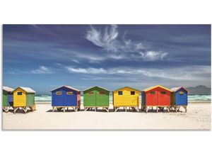 4062144643648 - Wandbild ARTLAND Bunte Strandhäuser bei Kapstadt Bilder Gr B H 150 cm x 75 cm Alu-Dibond-Druck Strandbilder Querformat 1 St bunt Kunstdrucke als Alubild Leinwandbild Wandaufkleber oder Poster in versch Größen