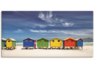 4062144643662 - Wandbild ARTLAND Bunte Strandhäuser bei Kapstadt Bilder Gr B H 150 cm x 75 cm Leinwandbild Strandbilder Querformat 1 St bunt Kunstdrucke als Alubild Leinwandbild Wandaufkleber oder Poster in versch Größen