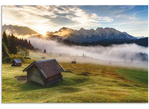 4062144644324 - Wandbild ARTLAND Herbst in Bayern Bilder Gr B H 90 cm x 60 cm Alu-Dibond-Druck Berge & Alpenbilder Querformat 1 St beige (naturfarben) Kunstdrucke als Alubild Leinwandbild Wandaufkleber oder Poster in versch Größen