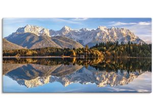 4062144644577 - Wandbild ARTLAND Karwendelblick am Barmsee Bilder Gr B H 100 cm x 50 cm Leinwandbild Berge & Alpenbilder Querformat 1 St beige (naturfarben) Kunstdrucke als Alubild Leinwandbild Wandaufkleber oder Poster in versch Größen