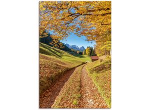 4062144644898 - Wandbild ARTLAND Herbst in Bayern Bilder Gr B H 60 cm x 90 cm Leinwandbild Berge & Alpenbilder Hochformat 1 St gelb Kunstdrucke als Alubild Leinwandbild Wandaufkleber oder Poster in versch Größen