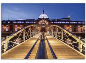 4062144646069 - Wandbild ARTLAND Fischmarkt Hamburg Bilder Gr B H 120 cm x 80 cm Leinwandbild Hamburg Querformat 1 St gelb Kunstdrucke als Alubild Leinwandbild Wandaufkleber oder Poster in versch Größen