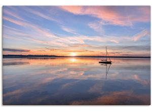 4062144646465 - Wandbild ARTLAND Sonnenuntergang am Starnberger See II Bilder Gr B H 120 cm x 80 cm Leinwandbild Bilder vom Sonnenuntergang & -aufgang Querformat 1 St blau Kunstdrucke als Alubild Leinwandbild Wandaufkleber oder Poster in versch Größen