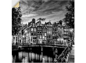 4062144653005 - Wandbild ARTLAND Amsterdam Abendidylle Bilder Gr B H 100 cm x 100 cm Wandaufkleber - Vinyl Amsterdam quadratisch 1 St schwarz Kunstdrucke als Alubild Leinwandbild Wandaufkleber oder Poster in versch Größen