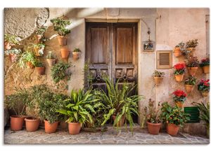 4062144661819 - Wandbild ARTLAND Altstadtgasse Mallorca Spanien Bilder Gr B H 90 cm x 60 cm Leinwandbild Pflanzenbilder Querformat 1 St braun Kunstdrucke als Alubild Leinwandbild Wandaufkleber oder Poster in versch Größen