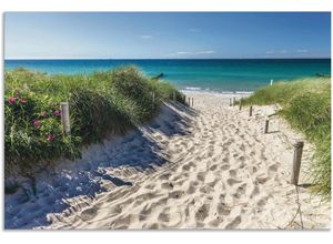 4062144662069 - Wandbild ARTLAND Weg zum Strand an der Ostsee Bilder Gr B H 90 cm x 60 cm Alu-Dibond-Druck Strandbilder Querformat 1 St blau Kunstdrucke als Alubild Leinwandbild Wandaufkleber oder Poster in versch Größen