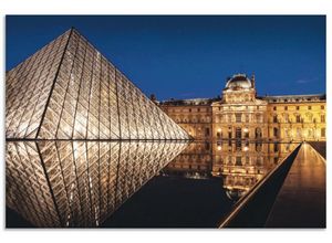 4062144662557 - Wandbild ARTLAND Glaspyramide Musée du Louvre Paris Bilder Gr B H 60 cm x 40 cm Alu-Dibond-Druck Gebäude Querformat 1 St gelb Kunstdrucke als Alubild Leinwandbild Wandaufkleber oder Poster in versch Größen