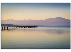 4062144665817 - Wandbild ARTLAND Morgen am Chiemsee Bilder Gr B H 90 cm x 60 cm Leinwandbild Seebilder Querformat 1 St gelb Kunstdrucke als Alubild Leinwandbild Wandaufkleber oder Poster in versch Größen