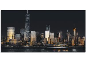 4062144668801 - Wandbild ARTLAND New York Financial Distrikt Bilder Gr B H 150 cm x 75 cm Alu-Dibond-Druck New York Querformat 1 St grau Kunstdrucke als Alubild Leinwandbild Wandaufkleber oder Poster in versch Größen