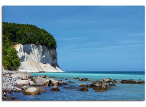 4062144673416 - Wandbild ARTLAND Kreidefelsen Ostseeküste Insel Rügen Bilder Gr B H 90 cm x 60 cm Leinwandbild Felsen Querformat 1 St blau Kunstdrucke als Alubild Leinwandbild Wandaufkleber oder Poster in versch Größen