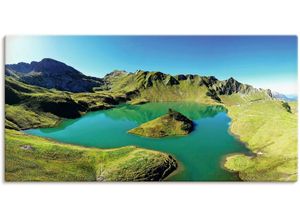 4062144679784 - Wandbild ARTLAND Schrecksee Bayerischen Hochalpen Bilder Gr B H 60 cm x 30 cm Leinwandbild Berge & Alpenbilder Querformat 1 St grün Kunstdrucke als Alubild Leinwandbild Wandaufkleber oder Poster in versch Größen