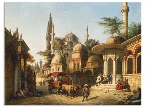 4062144695319 - Wandbild ARTLAND Ansicht einer Moschee in Istanbul Bilder Gr B H 40 cm x 30 cm Alu-Dibond-Druck Gebäude Querformat 1 St braun Kunstdrucke als Alubild Leinwandbild Wandaufkleber oder Poster in versch Größen