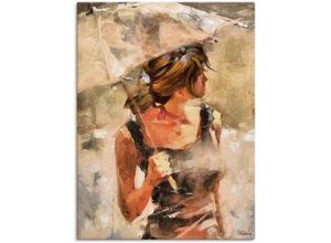 4062144705773 - Wandbild ARTLAND Lady mit Regenschirm Bilder Gr B H 60 cm x 80 cm Leinwandbild Portrait Hochformat 1 St beige (naturfarben) Kunstdrucke als Alubild Leinwandbild Wandaufkleber oder Poster in versch Größen