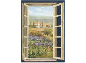 4062144722602 - Wandbild ARTLAND Provence Fensterblick Bilder Gr B H 70 cm x 100 cm Alu-Dibond-Druck Bilder von Europa Hochformat 1 St grün Kunstdrucke als Alubild Outdoorbild Leinwandbild Poster in verschied Größen