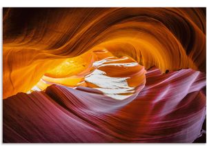 4062144742181 - Alu-Dibond-Druck ARTLAND Antelope Canyon in den USA Bilder Gr B H 120 cm x 80 cm Alu-Dibond-Druck Felsen Querformat 1 St orange Metallbilder als Alubild Leinwandbild Wandaufkleber oder Poster in versch Größen