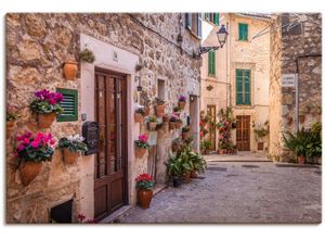 4062144744147 - Wandbild ARTLAND Altstadtgasse in Valldemossa Mallorca Bilder Gr B H 90 cm x 60 cm Leinwandbild Mallorca Querformat 1 St beige (naturfarben) Kunstdrucke als Alubild Leinwandbild Wandaufkleber oder Poster in versch Größen