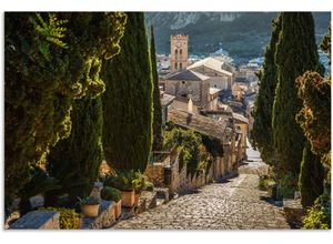 4062144744789 - Wandbild ARTLAND Blick vom Kalvarienberg auf Pollenca Bilder Gr B H 120 cm x 80 cm Alu-Dibond-Druck Mallorca Querformat 1 St grün Kunstdrucke als Alubild Leinwandbild Wandaufkleber oder Poster in versch Größen