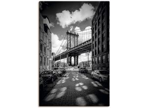 4062144758878 - Wandbild ARTLAND Manhattan Bridge in Brooklyn New York Bilder Gr B H 60 cm x 90 cm Leinwandbild New York Hochformat 1 St schwarz Kunstdrucke als Alubild Leinwandbild Wandaufkleber oder Poster in versch Größen