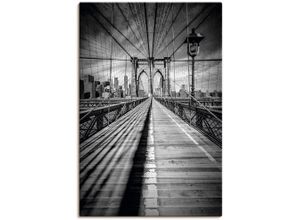 4062144759028 - Wandbild ARTLAND Brooklyn Bridge New York City Monochrom Bilder Gr B H 60 cm x 90 cm Leinwandbild New York Hochformat 1 St schwarz Kunstdrucke als Alubild Leinwandbild Wandaufkleber oder Poster in versch Größen