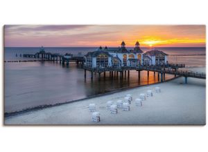 4062144759653 - Wandbild ARTLAND RÜGEN Seebrücke in Sellin Sonnenaufgang Bilder Gr B H 100 cm x 50 cm Leinwandbild Bilder vom Sonnenuntergang & -aufgang Querformat 1 St bunt Kunstdrucke als Alubild Leinwandbild Wandaufkleber oder Poster in versch Größen