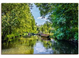 4062144760727 - Wandbild ARTLAND Kahnfahrt durch die Fließe im Spreewald Bilder Gr B H 90 cm x 60 cm Leinwandbild Gewässer Querformat 1 St grün Kunstdrucke als Alubild Leinwandbild Wandaufkleber oder Poster in versch Größen