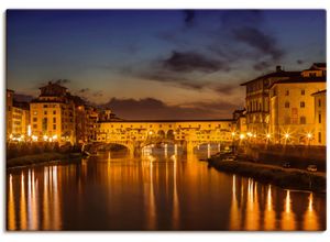 4062144761625 - Wandbild ARTLAND FLORENZ Ponte Vecchio am Abend Bilder Gr B H 100 cm x 70 cm Leinwandbild Florenz Querformat 1 St orange Kunstdrucke als Alubild Leinwandbild Wandaufkleber oder Poster in versch Größen