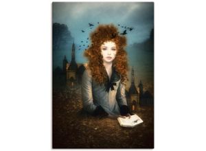 4062144763537 - Wandbild ARTLAND Abendlektüre Bilder Gr B H 50 cm x 70 cm Leinwandbild Dark Fantasy Hochformat 1 St braun Kunstdrucke als Alubild Leinwandbild Wandaufkleber oder Poster in versch Größen