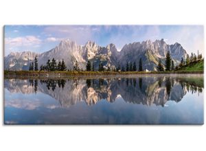 4062144769560 - Wandbild ARTLAND Wilder Kaiser in Tirol Bilder Gr B H 100 cm x 50 cm Leinwandbild Bilder von Europa Querformat 1 St blau Kunstdrucke als Alubild Leinwandbild Wandaufkleber oder Poster in versch Größen