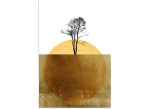 4062144773956 - Wandbild ARTLAND Goldener Ozean Bilder Gr B H 60 cm x 90 cm Alu-Dibond-Druck Meer Bilder Hochformat 1 St weiß Kunstdrucke als Alubild Leinwandbild Wandaufkleber oder Poster in versch Größen